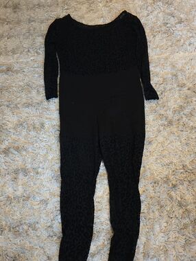 torrid Black Long-Sleeve Jumpsuit with Subtle Leopard Texture